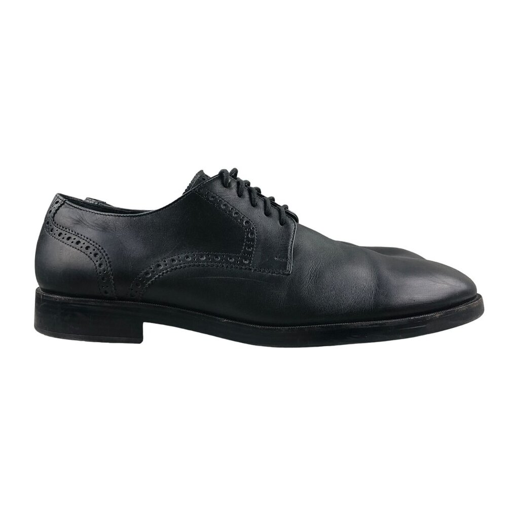 Cole Haan Men's Size 12M Grand.OS Henry Black Leather Plain Toe Dress Shoes